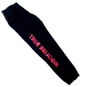 True Religion Sweatpants Girls Large Black Red Spell Out Logo Retro 2016…